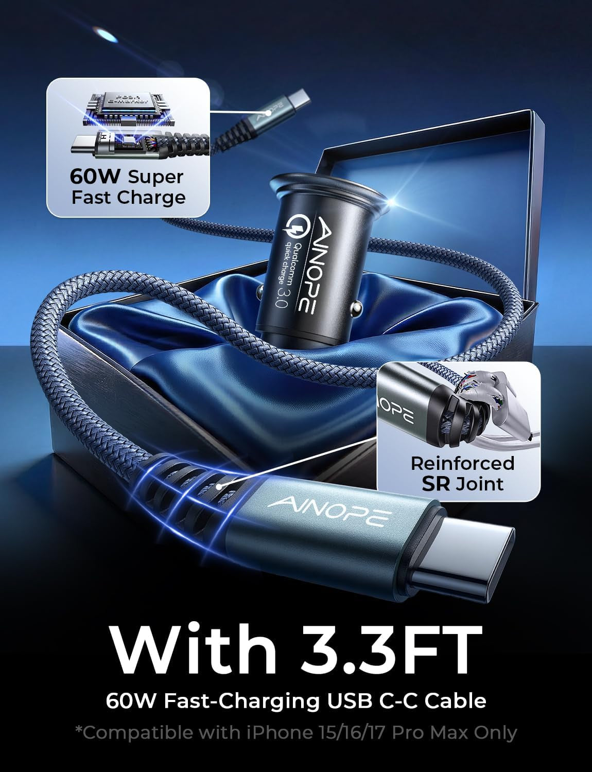USB C Car Charger 48W Super Mini  All Metal Fast USB Car Charger Adapter PD&QC 3.0 Dual Port Compatible with Iphone 13 12 11 Pro Max X XR XS 8 Samsung Galaxy Note 20/10 S21/20/10 Google Pixel