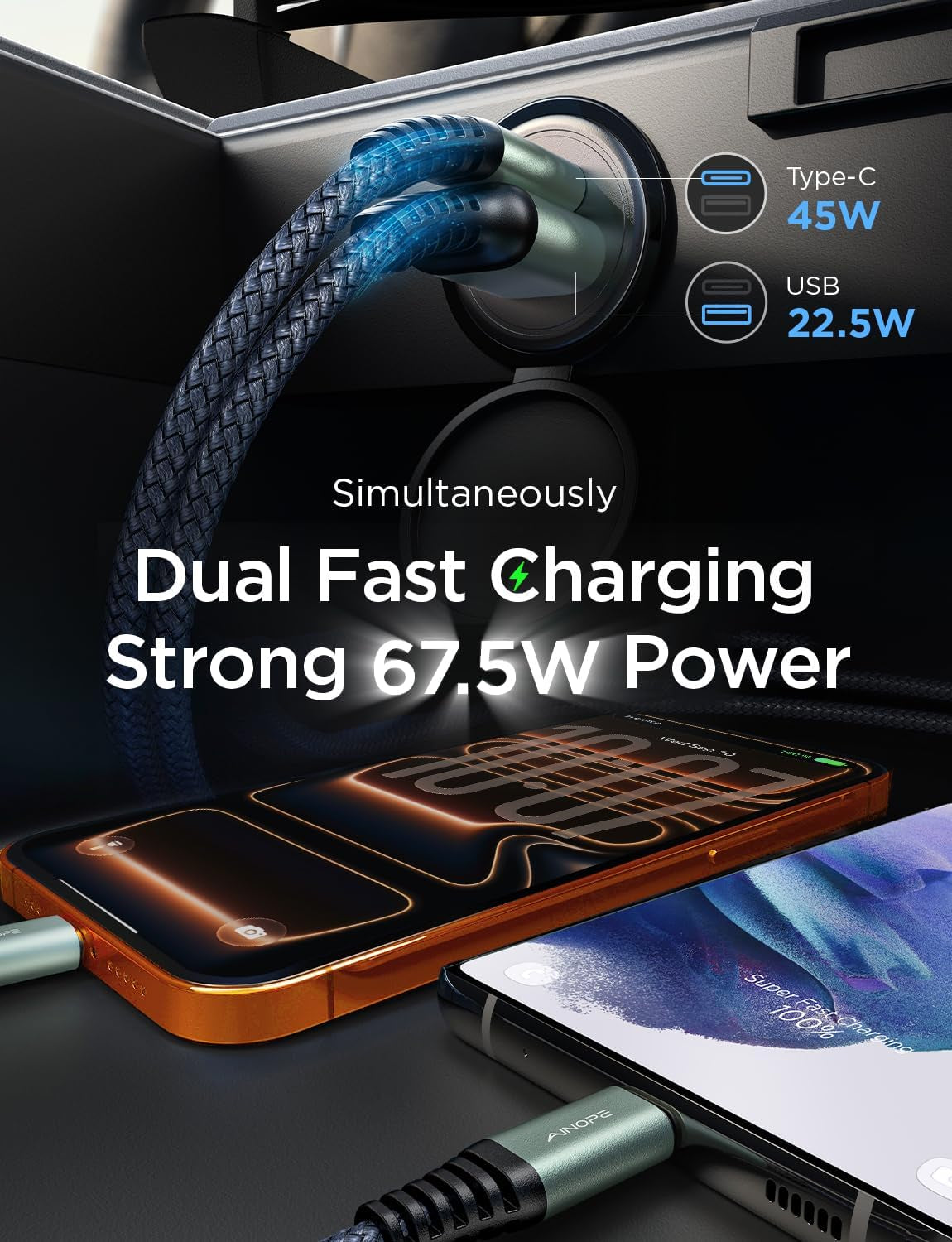 USB C Car Charger 48W Super Mini  All Metal Fast USB Car Charger Adapter PD&QC 3.0 Dual Port Compatible with Iphone 13 12 11 Pro Max X XR XS 8 Samsung Galaxy Note 20/10 S21/20/10 Google Pixel