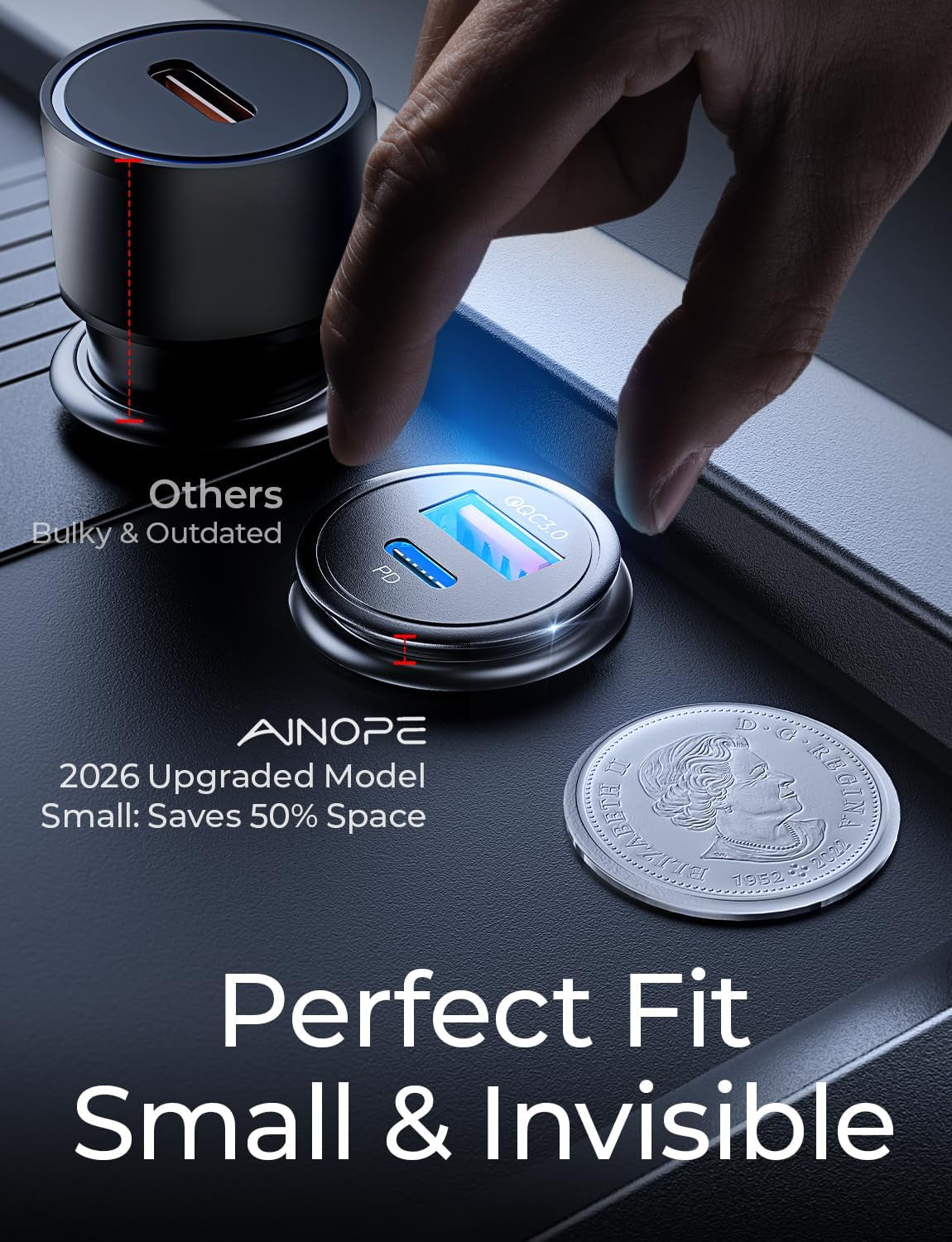 USB C Car Charger 48W Super Mini  All Metal Fast USB Car Charger Adapter PD&QC 3.0 Dual Port Compatible with Iphone 13 12 11 Pro Max X XR XS 8 Samsung Galaxy Note 20/10 S21/20/10 Google Pixel